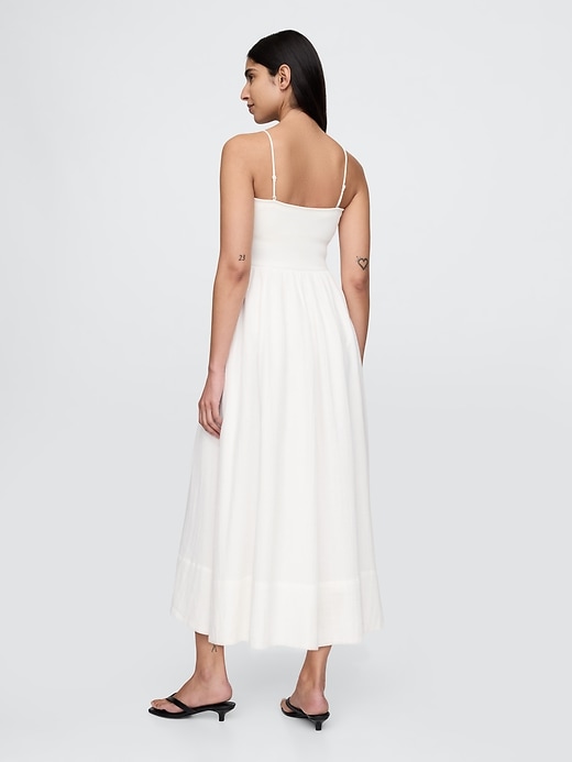 maxikleid aus baumwollgaze und materialmix