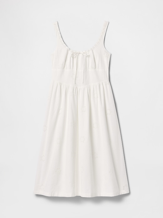 kleid mit lochstickerei und rundhalsausschnitt