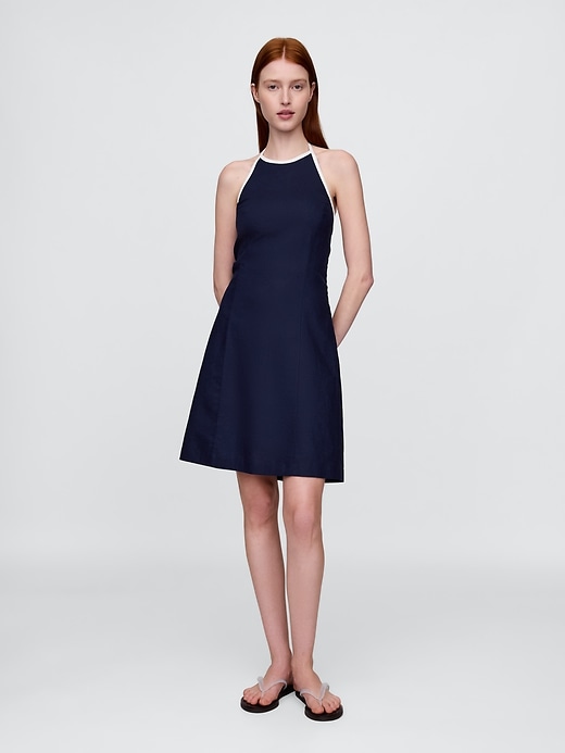 minikleid aus leinenmischung mit neckholder