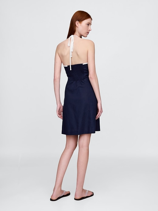 minikleid aus leinenmischung mit neckholder