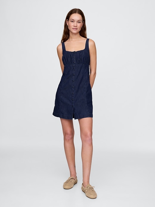 ultraweiches denim-minikleid mit eckigem ausschnitt