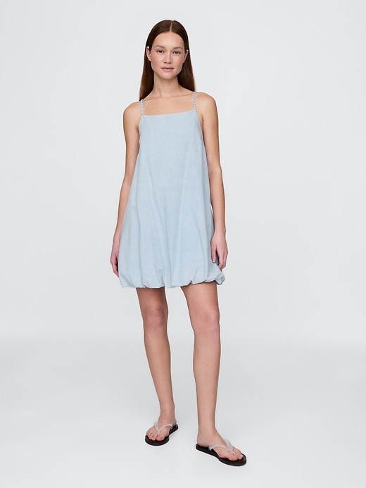 jeans-minikleid mit blasenmuster