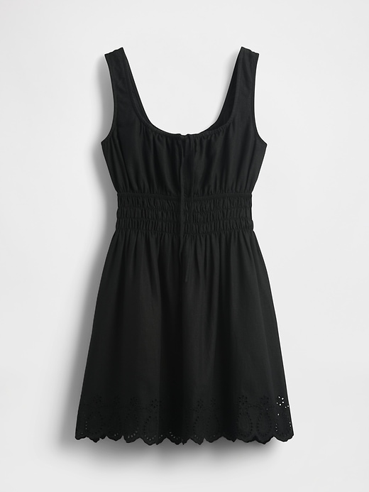 minikleid aus leinenmischung mit smokdetails