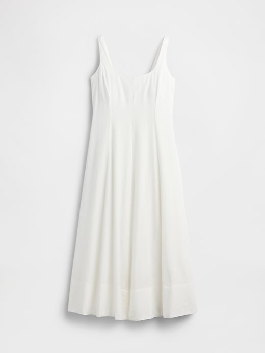 maxikleid aus leinenmischung mit eckigem ausschnitt