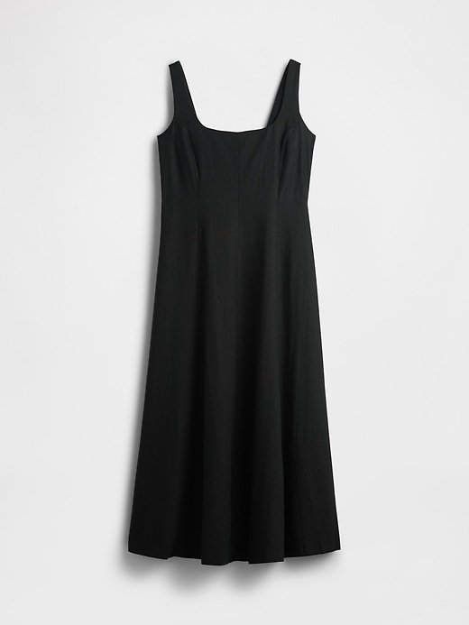 maxikleid aus leinenmischung mit eckigem ausschnitt