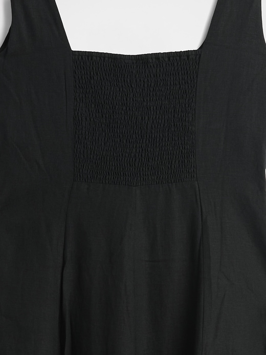 maxikleid aus leinenmischung mit eckigem ausschnitt
