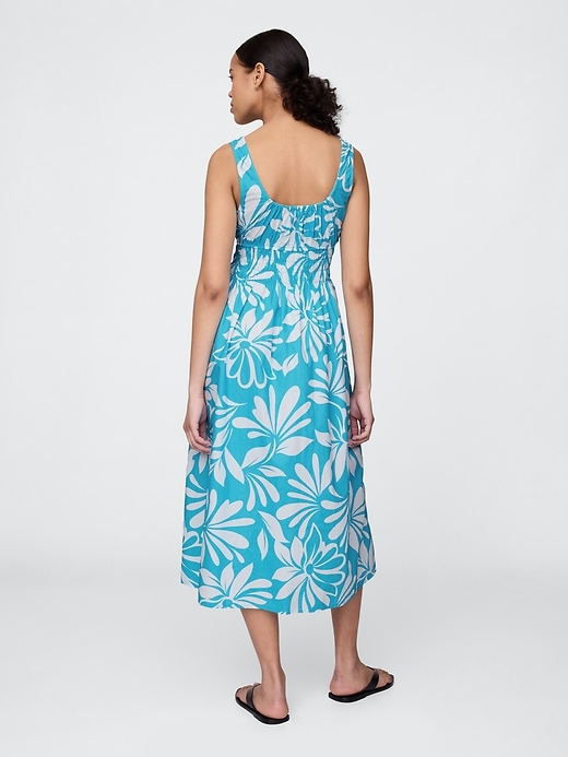 popeline-midikleid mit smokdetails