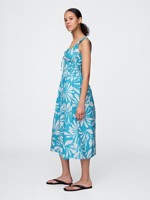 popeline-midikleid mit smokdetails