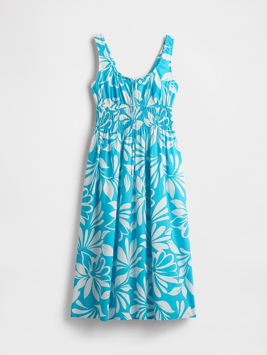 popeline-midikleid mit smokdetails