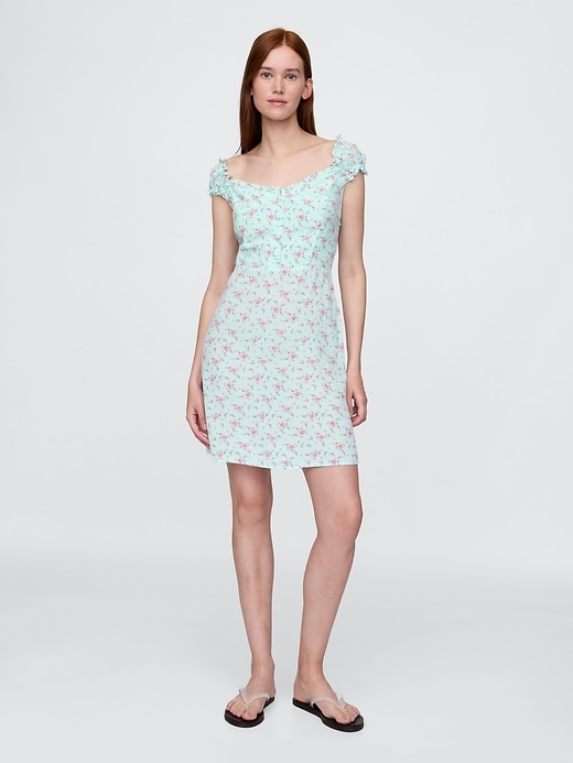 minikleid mit puffärmeln und herzausschnitt
