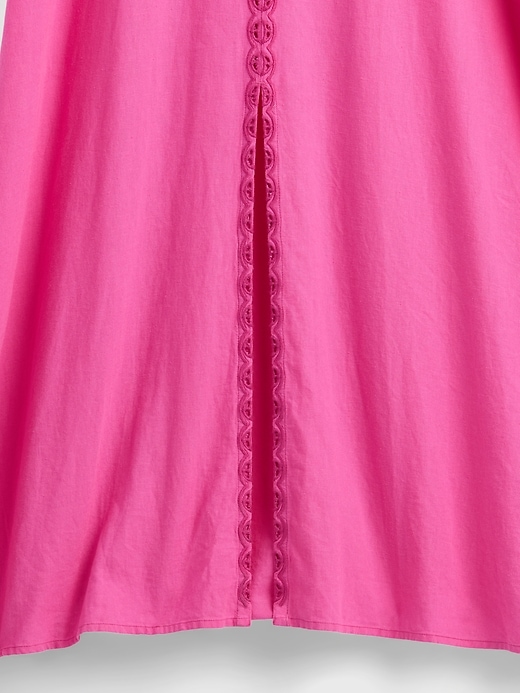 maxikleid aus leinenmischgewebe mit stickerei und neckholder