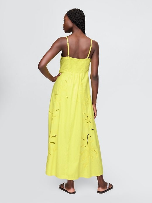 maxikleid aus leinenmischgewebe mit stickerei