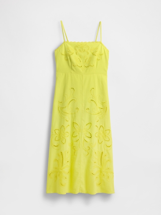 maxikleid aus leinenmischgewebe mit stickerei