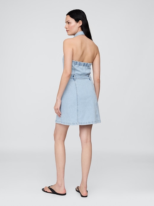 icon denim halter minikleid