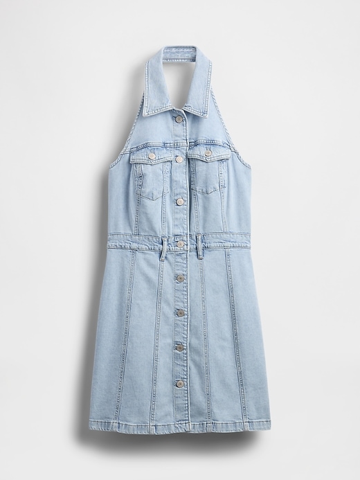 icon denim halter minikleid