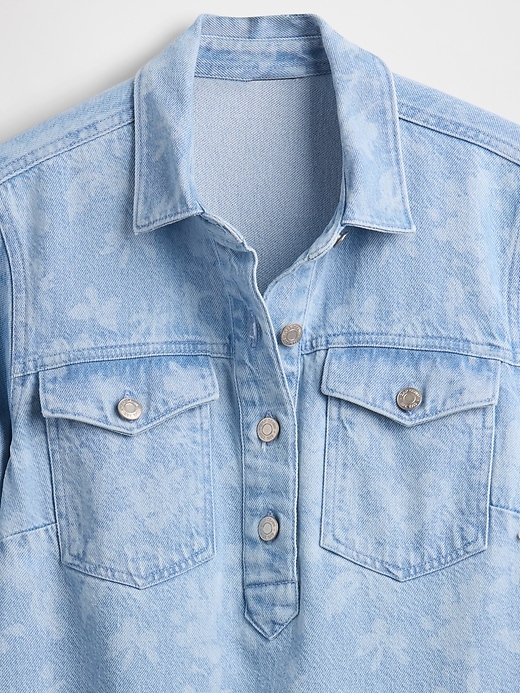 ultraweiches jeans-minikleid mit blumenmuster