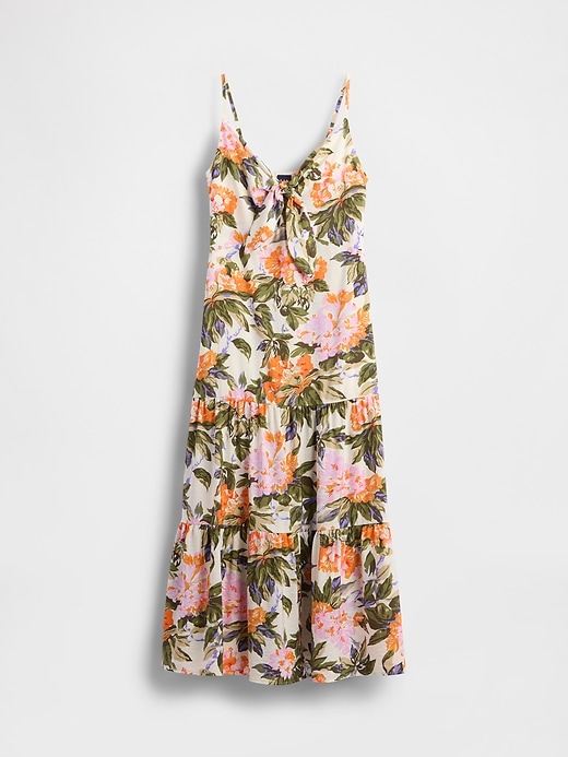 stufen-maxikleid mit bindeband vorne