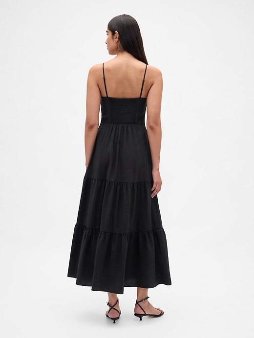 stufen-maxikleid mit bindeband vorne