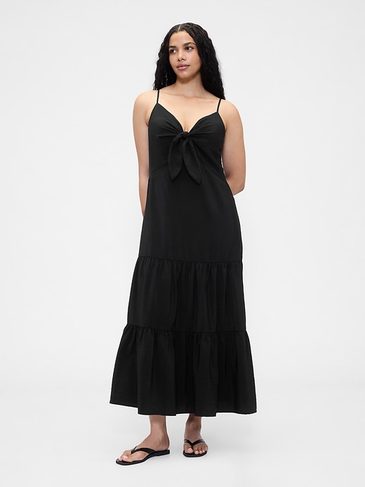 stufen-maxikleid mit bindeband vorne