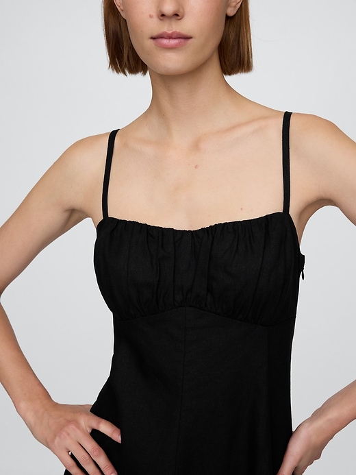 minikleid aus leinenmischung mit gerafftem oberteil