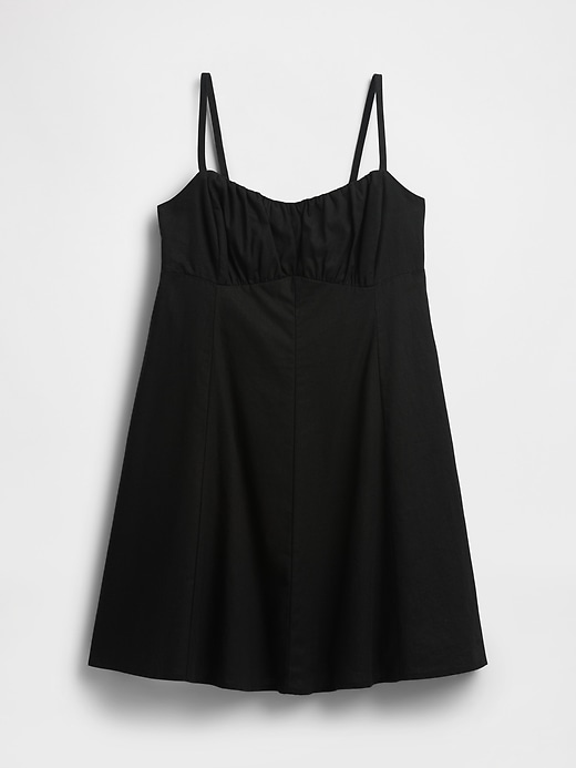 minikleid aus leinenmischung mit gerafftem oberteil