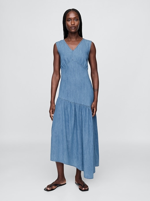 asymmetrisches jeans-midikleid