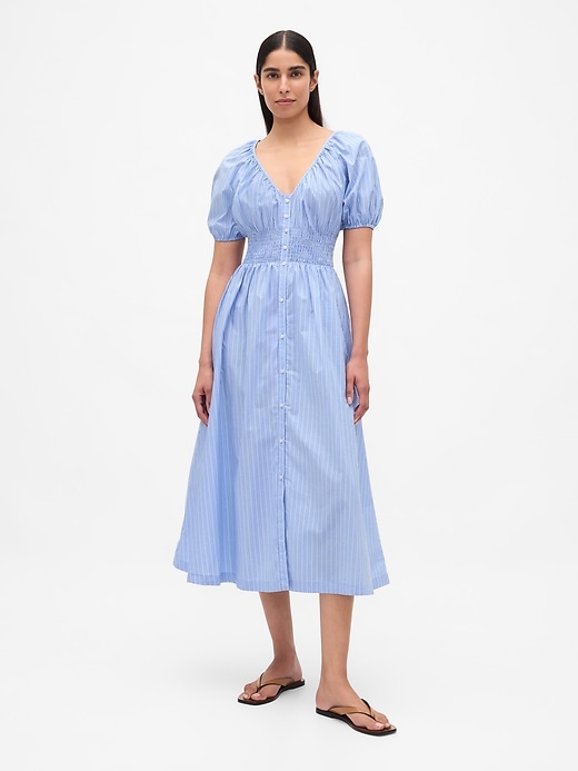 midikleid mit puffärmeln