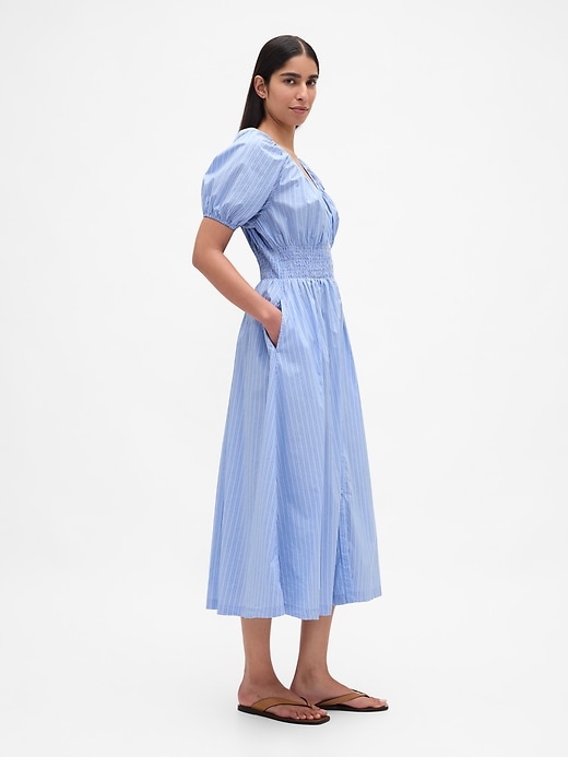 midikleid mit puffärmeln