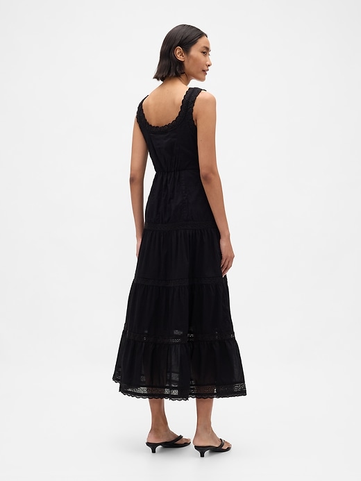 stufen-maxikleid mit spitzenbesatz