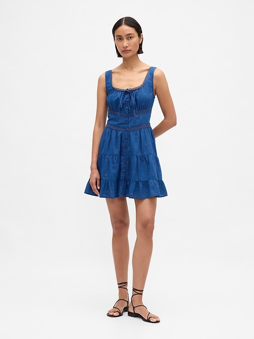 stufenkleid mit spitzenbesatz