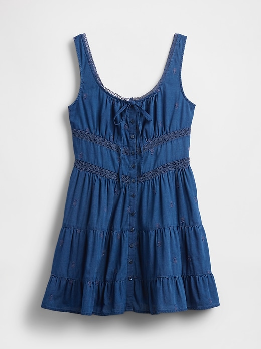 stufenkleid mit spitzenbesatz