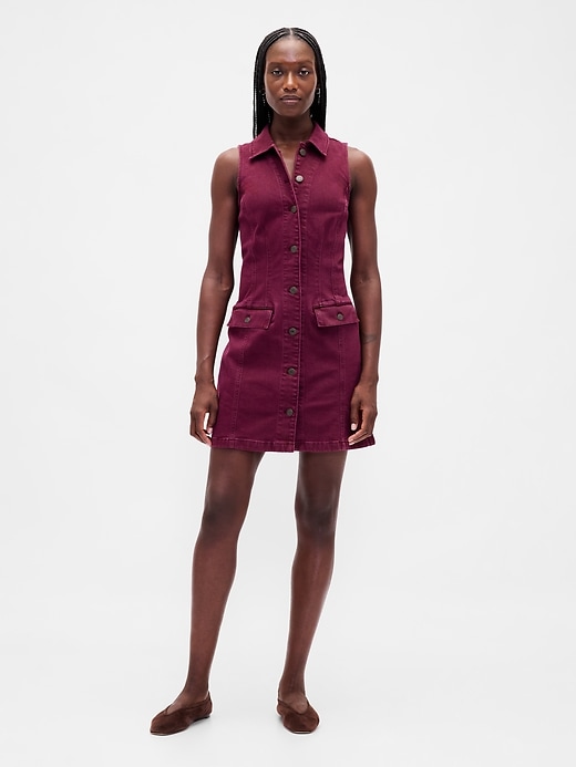 jeans-minikleid mit kragen