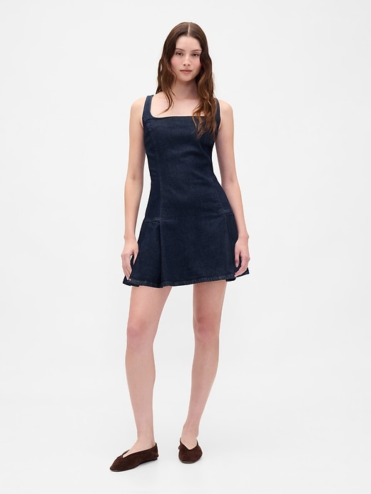jeans-minikleid mit seitlichen falten