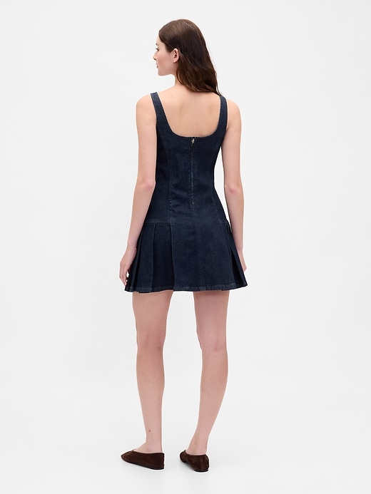 jeans-minikleid mit seitlichen falten
