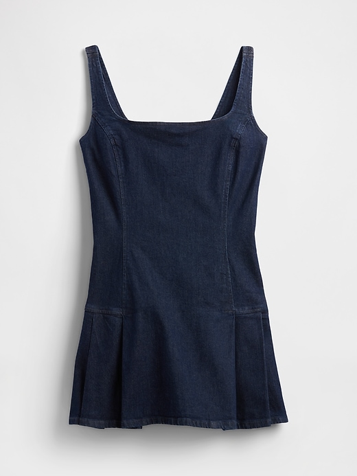 jeans-minikleid mit seitlichen falten