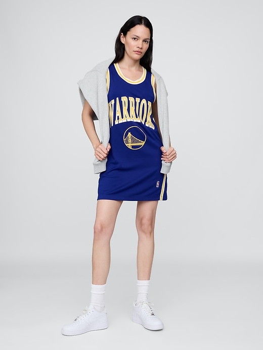 minikleid aus recyceltem nba-trikot der golden state warriors