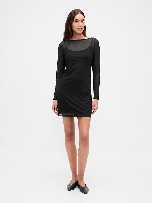 minikleid aus mesh mit u-boot-ausschnitt