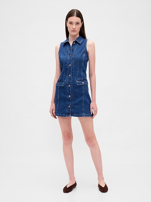 jeans-minikleid mit kragen