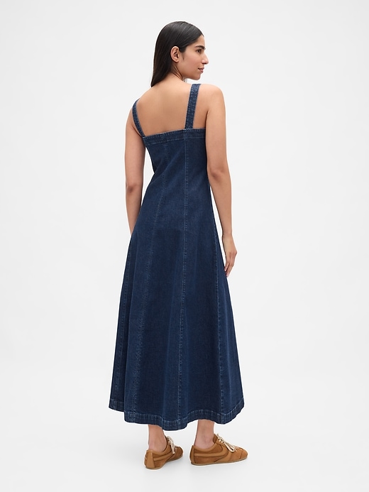 jeans-maxikleid mit eckigem ausschnitt