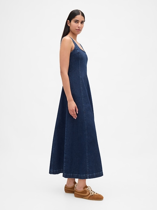 jeans-maxikleid mit eckigem ausschnitt