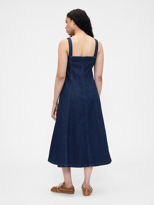jeans-maxikleid mit eckigem ausschnitt
