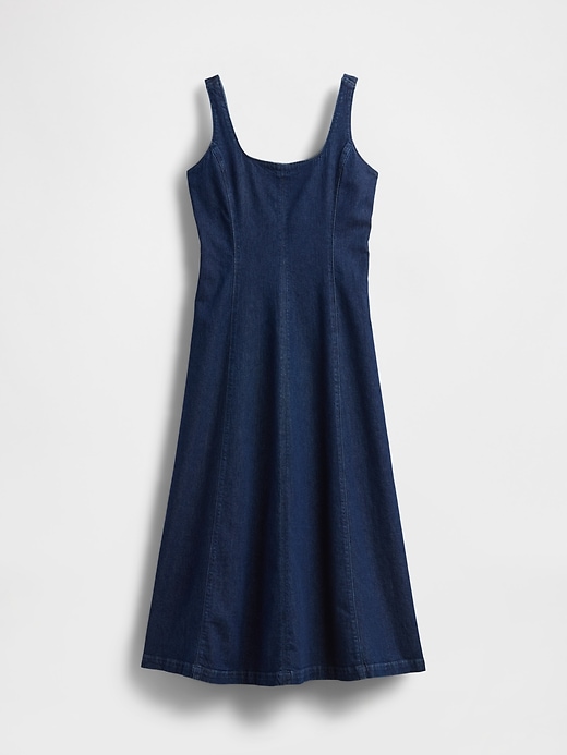jeans-maxikleid mit eckigem ausschnitt