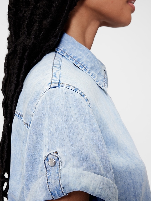gapstudio drapierter denim-romper