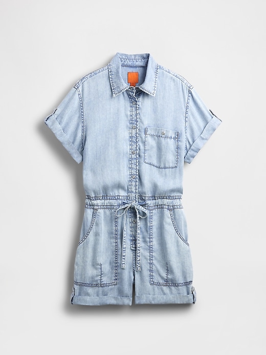 gapstudio drapierter denim-romper