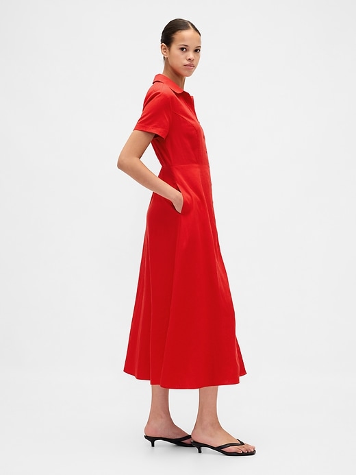 midi-hemdkleid aus leinenmischung