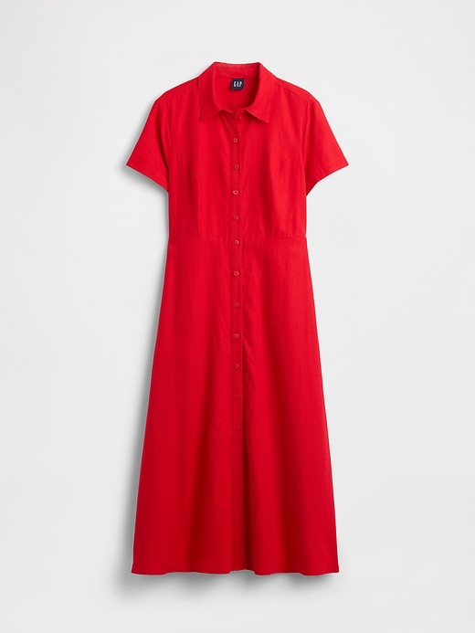 midi-hemdkleid aus leinenmischung