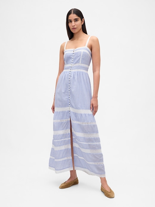 maxikleid mit spitzenbesatz