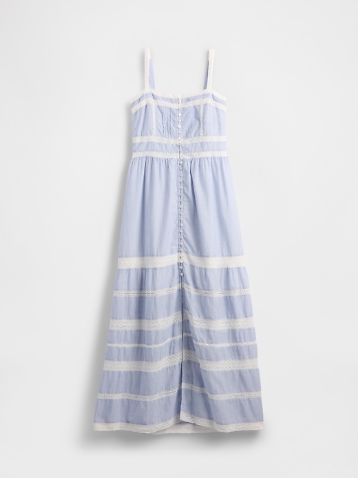 maxikleid mit spitzenbesatz