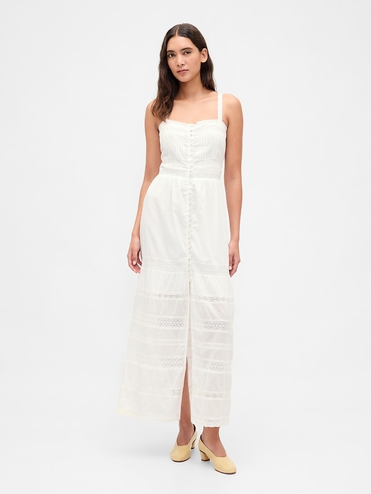 maxikleid mit spitzenbesatz