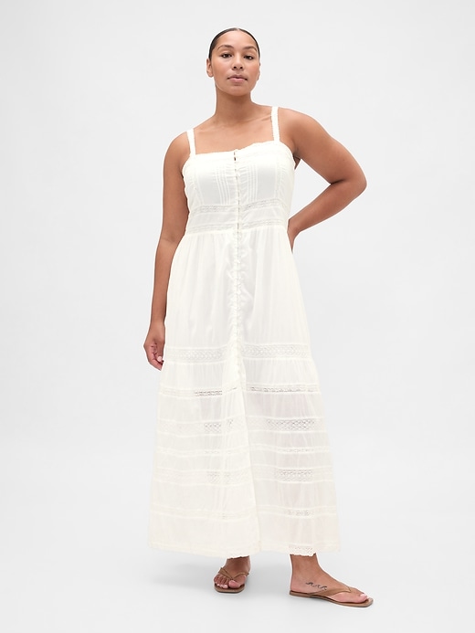 maxikleid mit spitzenbesatz